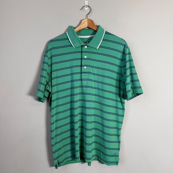 Brooks Brothers Performance Series Striped Polo Shirt Men's Large Green Golf - Picture 2 of 10